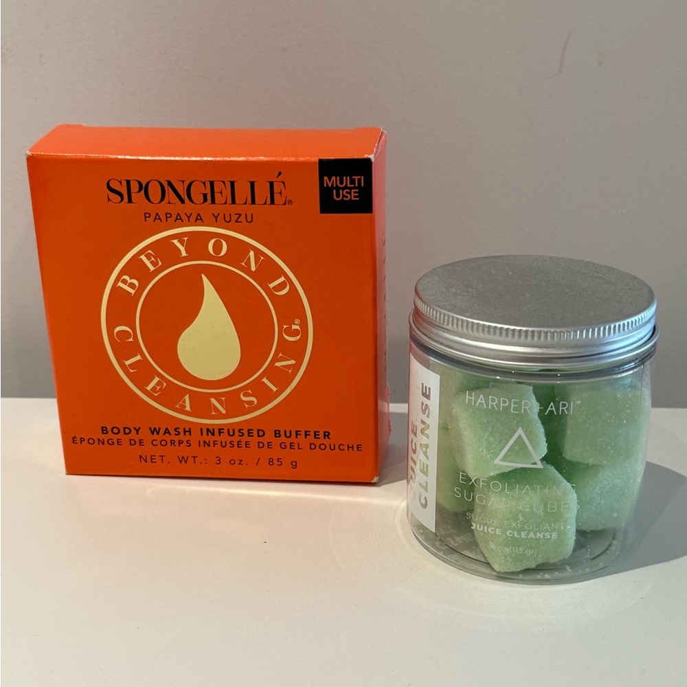 Spongelle Papaya Yuzu Body Wash Infused Buffer with BONUS exfoliating cubed